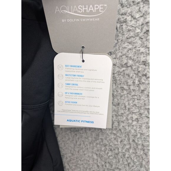 NWT Dolfin Aquashape Women's sz 22 Drape Front Black One Piece Swimsuit - Picture 7 of 10